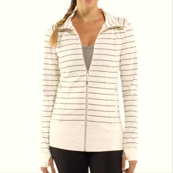 Lululemon Nice Asana Slalom stripe angel wing jacket Size 12 - Picture 2 of 12